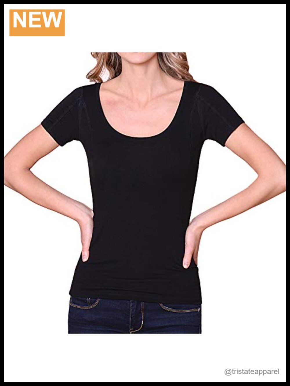 Sweatproof Undershirt Women Scoop Neck Armpit Pads Stay Dry